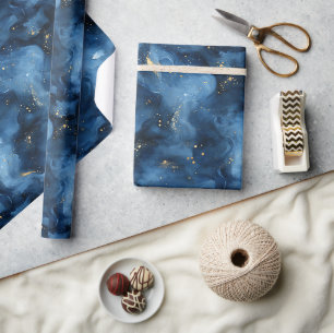 Papier Cadeau Galaxie du ciel bleu Anniversaire  