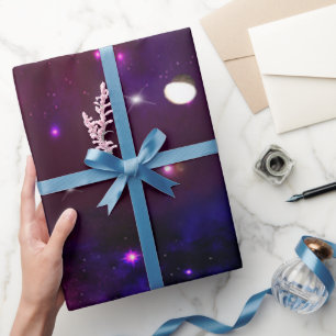 Papier Cadeau Galaxie pourpre bleue de minuit
