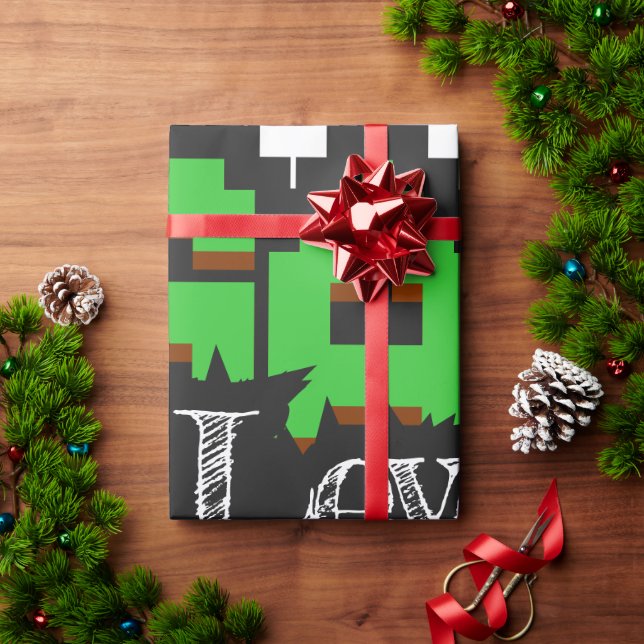 Papier Cadeau Game Over, Level Up : Monde de jeu rétro pixelisé (Cadeau de vacances)