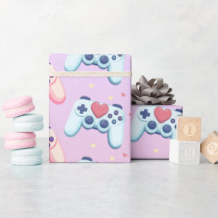Papier Cadeau Gamer Girl Colorful Pink jeu vidéo