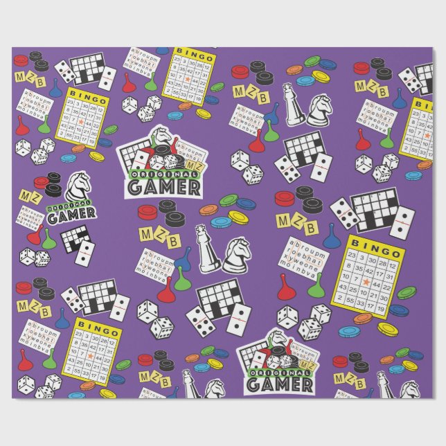 Papier Cadeau Gameroom, soirée de jeu, thème du conseil d'admini (Plat)