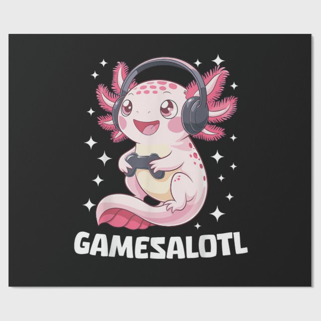 Papier Cadeau Gamesalotl Axolotl Gaming  (Plat)