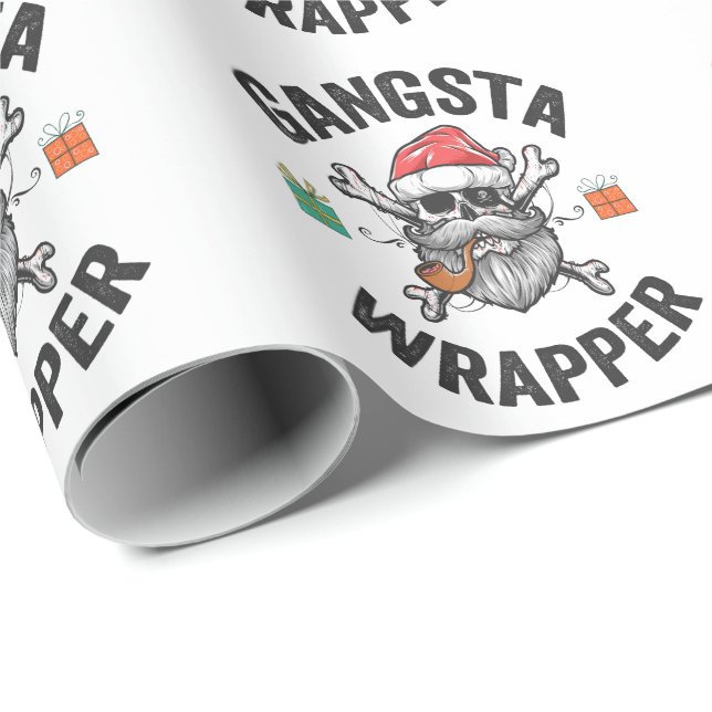 Papier Cadeau Gangsta Wrapper Funny Christmas Père Noël Cadeau c (Coin rond)