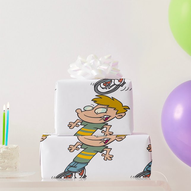 Papier Cadeau Garçon drôle à monocycle (Créateur téléchargé)