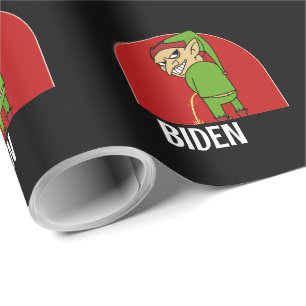 PAPIER CADEAU GARÇON ELF PEEEEING SUR BIDEN CHRISTMAS WRAPPER PA