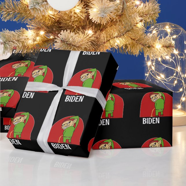 PAPIER CADEAU GARÇON ELF PEEEEING SUR BIDEN CHRISTMAS WRAPPER PA (Vacances)
