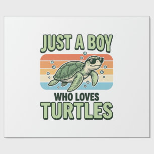 Papier Cadeau Garçon qui aime les tortues Dessin de gravure vint