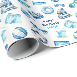 Papier Cadeau Garçons Anniversaire Cool Blue Été