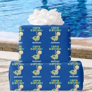 Papier Cadeau Garçons Piscine Fête Enfants Bleu Anniversaire