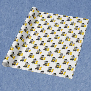 Papier Cadeau Garde de couleur Kawaii Chat Noir et Jaune