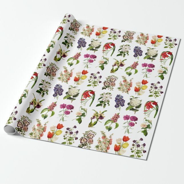 Papier Cadeau Garden Paradise Vintage Fleur Botanique Imprimer (Déroulé)