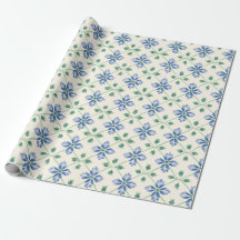 Papier cadeau Garden Party Treillis Floral Bleu