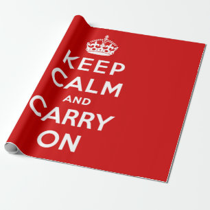Papier Cadeau Gardez le calme et continuez (conception rouge)