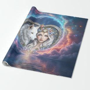 Papier Cadeau Gardien au clair de lune du Cœur Éternel.