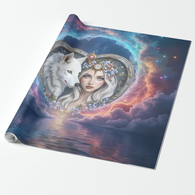 Papier Cadeau Gardien au clair de lune du Cœur Éternel.  (Déroulé)
