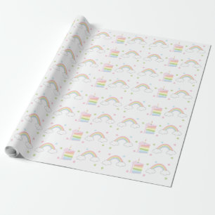 Papier Cadeau Gâteau arc-en-ciel Pastel simple