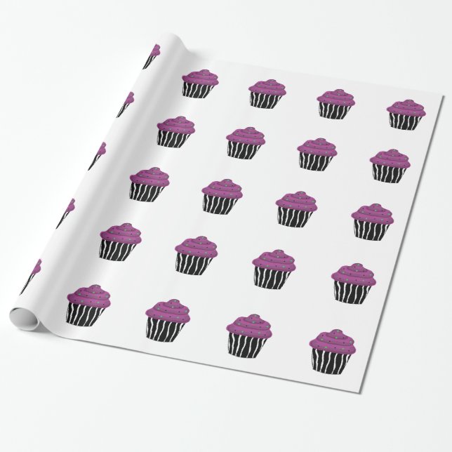 Papier Cadeau Gâteau au motif de zèbre violet (Déroulé)