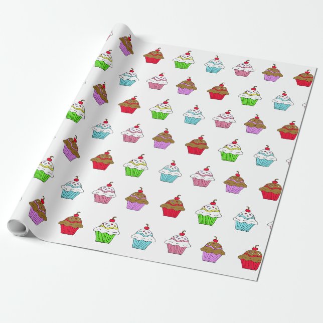Papier Cadeau Gâteau coloré fantaisiste (Déroulé)