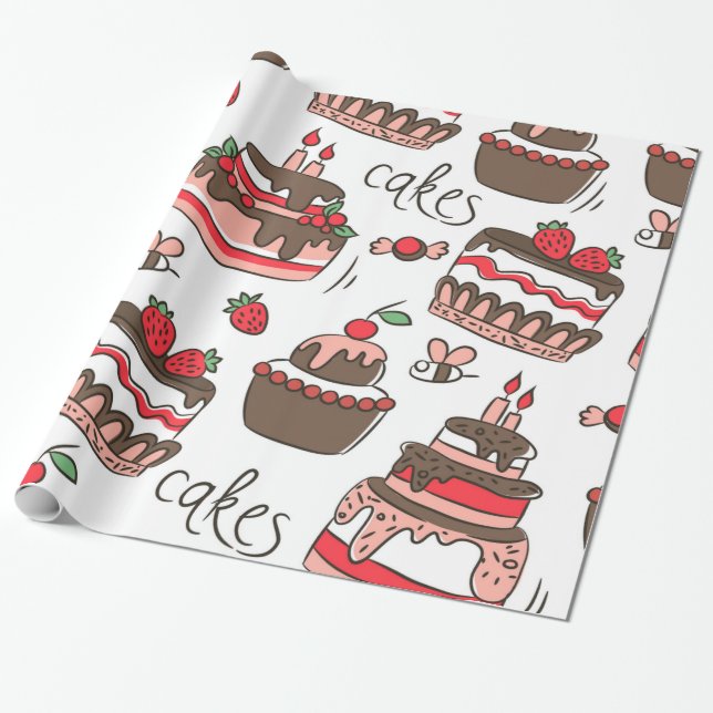 Papier Cadeau Gâteau d'anniversaire (Déroulé)