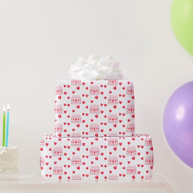 Papier Cadeau Gâteau d'anniversaire pour la Saint-Valentin (Cadeaux de fête)