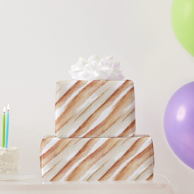 Papier Cadeau Gâteau D'anniversaire Rayures Latte Pêche Citrouil (Cadeaux de fête)