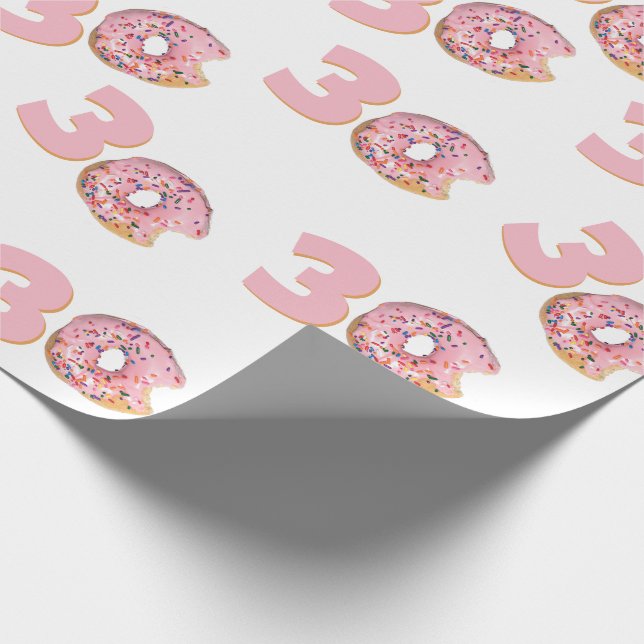 Papier Cadeau Gâteau d'anniversaire rose pour 30 ans (Coin)