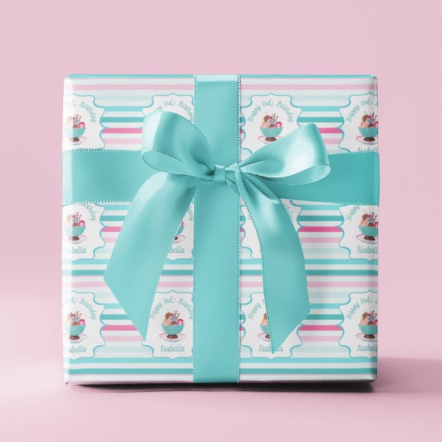 Papier Cadeau Gâteau de glace à l'aquarelle Anniversaire  (Créateur téléchargé)
