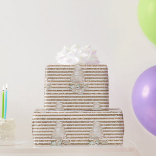Papier Cadeau Gâteau de mariage Baby Shower en ivoire avec bande