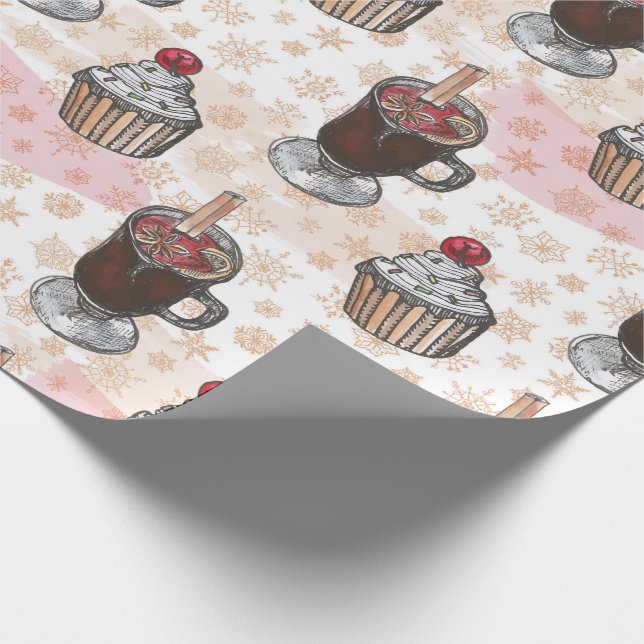 Papier Cadeau Gâteau de Noël aquarelle dessiné à la main (Coin)
