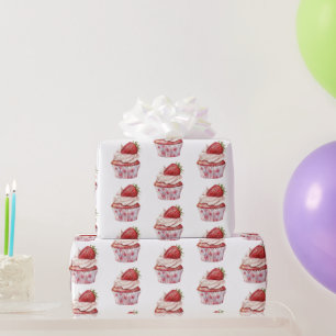 Papier Cadeau Gâteau de pâte de fraise Ladybugs Anniversaire