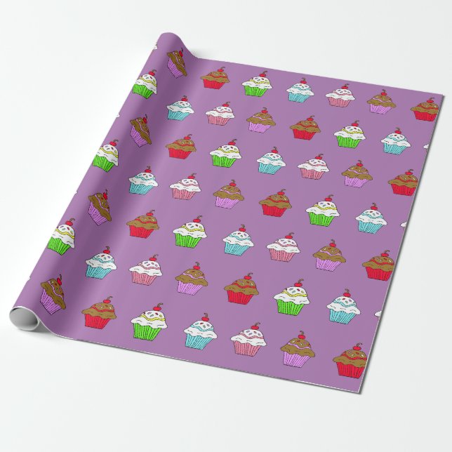 Papier Cadeau Gâteau Fantaisiste Coloré (Déroulé)