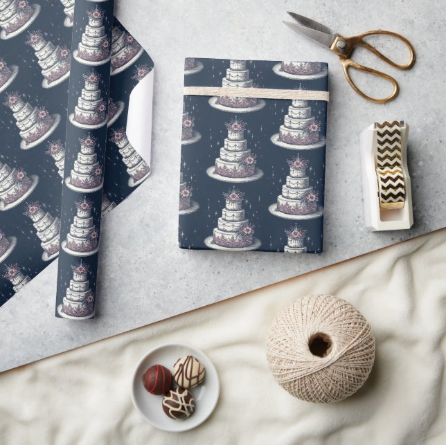 Papier Cadeau Gâteau rose et blanc (Artisanat)