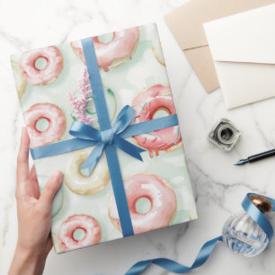 Papier Cadeau Gâteaux anniversaire Donuts Crème Rose