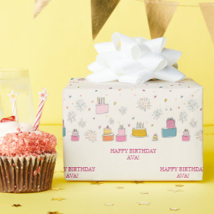Papier Cadeau Gâteaux lumineux personnalisés avec confettis et f