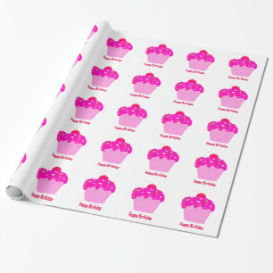 Papier Cadeau Gâteaux roses d'anniversaire