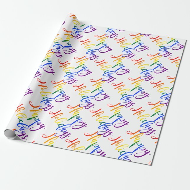Papier Cadeau Gay pride Noël LGBT Rainbow Joyeuses fêtes (Déroulé)