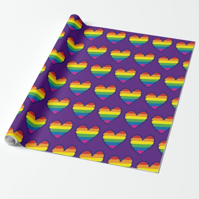 Papier Cadeau Gay pride Rainbow Flag Love (Déroulé)