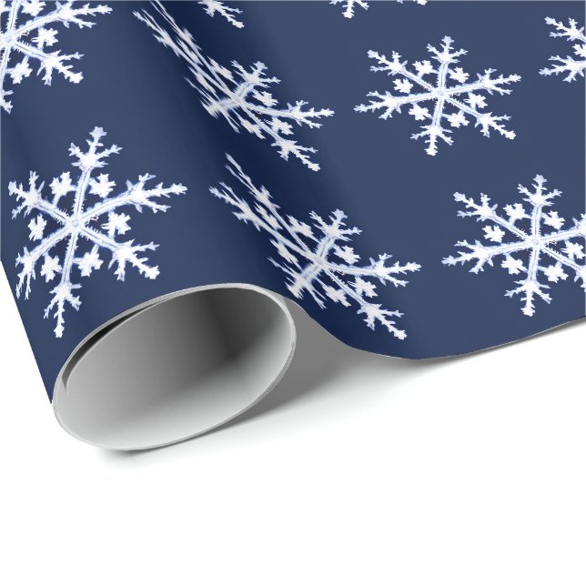 Papier Cadeau Géant flocons de neige en cristal de glace sur Dar (Coin rond)