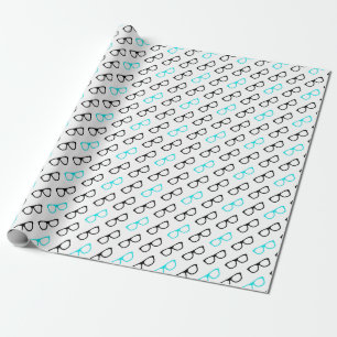 Papier Cadeau geek lunettes bleu geek