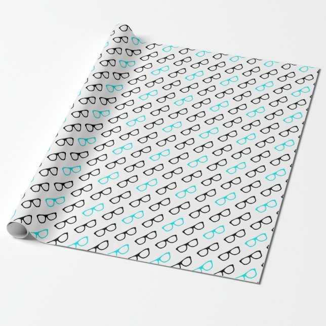 Papier Cadeau geek lunettes bleu geek (Déroulé)