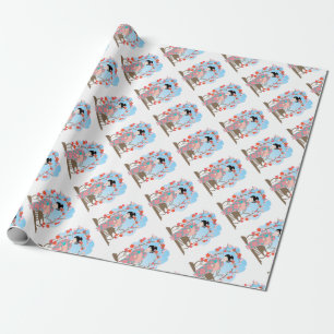 Papier Cadeau Geisha près de sakura