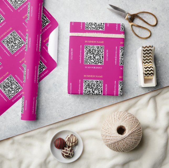 Papier Cadeau Générer le nom d'entreprise de code QR Site Web, F (Artisanat)