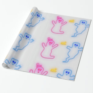 Papier Cadeau Genre Révéler Garçon Fille Rose Bleu gris mignon F