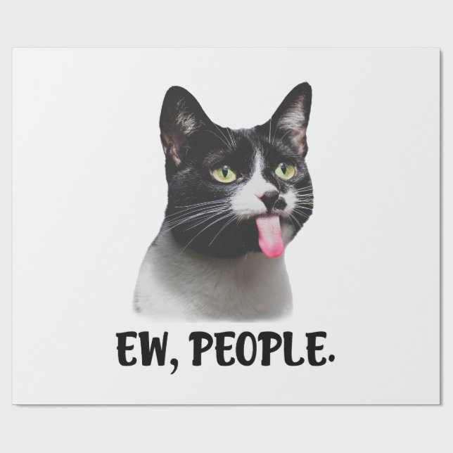 Papier Cadeau Gens beurk mème de chat mignon (Plat)