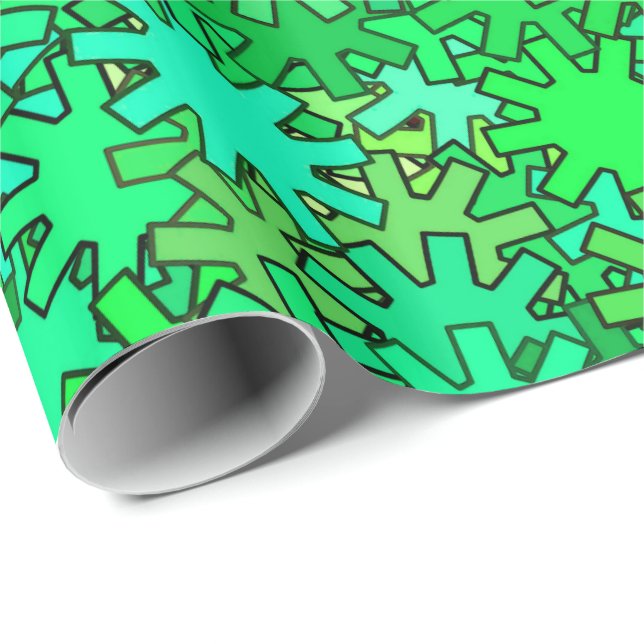 Papier Cadeau Géométrie moderne, chaux et vert émeraude (Coin rond)