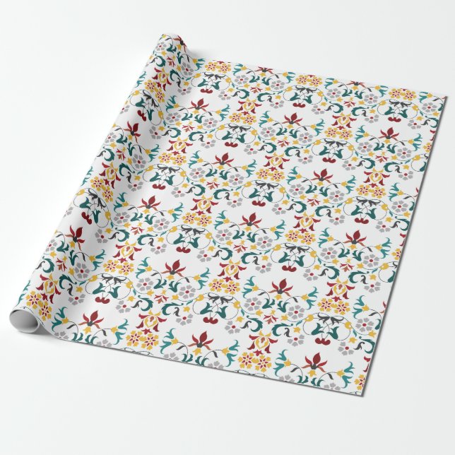 Papier Cadeau Géométrie Vintage Motif Classique Intriqué Mariage (Déroulé)