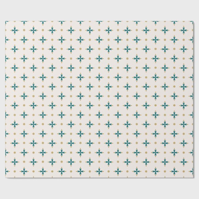 Papier Cadeau Géométrique Carreaux Or et vert (Plat)