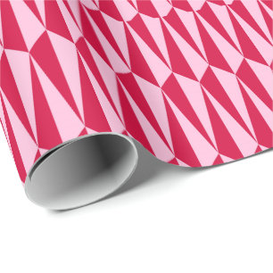 Papier Cadeau Géométrique du milieu du siècle, fuchsia et rose