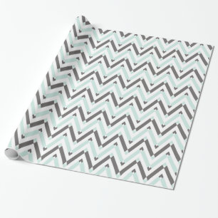 Papier Cadeau Géométrique moderne bleu clair gris blanc Chevron
