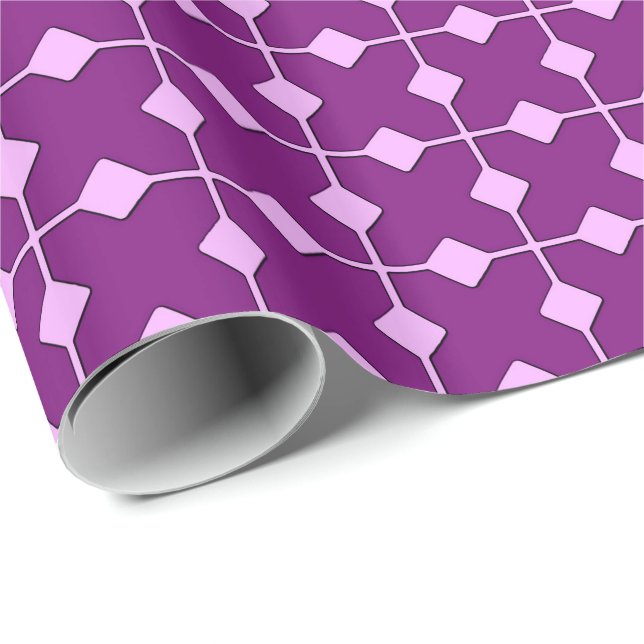 Papier Cadeau Géométrique moderne, Diamants - Améthyste violet (Coin rond)
